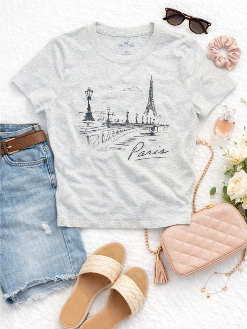 Hollister Light Gray Paris Sketch Tee